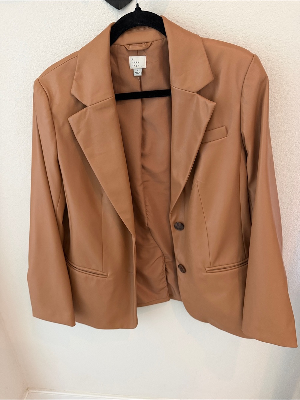 a new day Camel Faux Leather Blazer